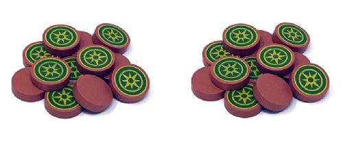 2 packs of 12 wooden piece Set of Encounter Tokens for Expeditions